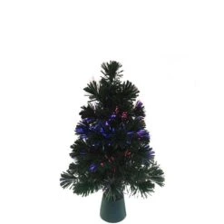 Artificial Tree - Fiber Optic Green Christmas Tree With LED Color Changing Lights - 18in
