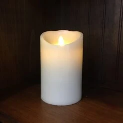 Flameless Pillar Candle - Moving Flame - Ivory - 5.5in X 3.5in