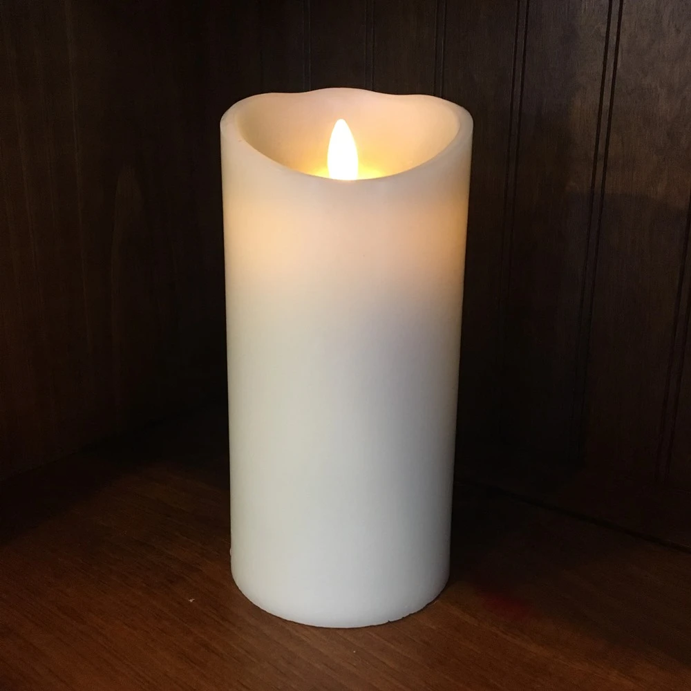 Flameless Pillar Candle - Moving Flame - Ivory - 7.5in X 3.5in 3 Flameless Pillar Candle - Moving Flame - Ivory - 7.5in X 3.5in