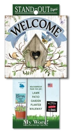 Birdhouse Welcome Sign For Yard - 8in