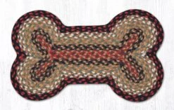 Earth Rug - Dog Bone Pet Placemat - Burgundy/Mustard - 13in X 22in