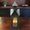 Candle Lantern Holder - Antique Black House Lantern - 12.25in -Christmas Store candle lantern holder antique black house lantern 12 25in 12