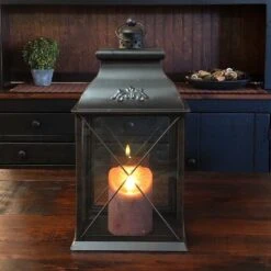 Candle Lantern Holder - Antique Black Lantern - 14.5in
