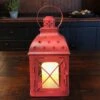Candle Lantern Holder - Antique Red Star Lantern - 8.5in -Christmas Store candle lantern holder antique red star lantern 8 5in 12