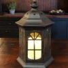 Candle Lantern Holder - Rustic Black Octagonal Lantern - 13.25in -Christmas Store candle lantern holder rustic black octagonal lantern 13 25in 12