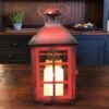 Candle Lantern Holder - Rustic Red Lantern - 13in -Christmas Store candle lantern holder rustic red lantern 13in 12