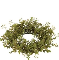 Green Leaf Candle Ring - Eucalyptus - Green - 6.5in