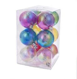 Christmas Ornament - Clear Iridescent Ball - Set Of 12