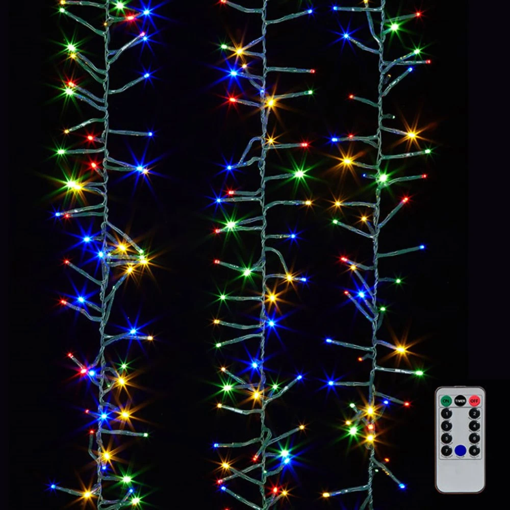 Cluster Garland Lights - 1300 Multicolor LED Lights - Green Wire - 44ft 3 Cluster Garland Lights - 1300 Multicolor LED Lights - Green Wire - 44ft