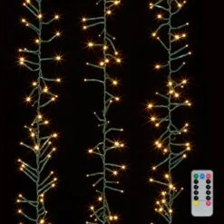 Cluster Garland Lights - 600 Warm White LED Lights - Green Wire - 19ft