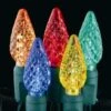 Faceted Christmas Lights - Multi Color C6 LED - Electric/Green Cord - Set/50 -Christmas Store electric light set 50 led light string multi 18