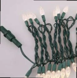 Faceted Christmas Lights - Warm White C6 LED - Electric/Green Cord - Set/50