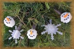 Mini Christmas Lights - Snowman/Snowflake - Electric/Brown Cord - Set/20