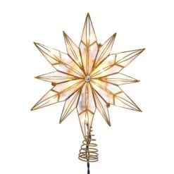 Electric Tree Topper - 12-Point Capiz Star With Gemstones