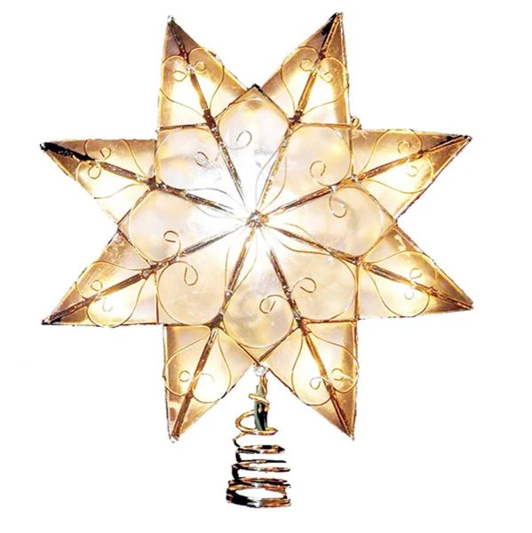 Electric Tree Topper - Capiz Star - Gold Arabesque - 9in 3 Electric Tree Topper - Capiz Star - Gold Arabesque - 9in