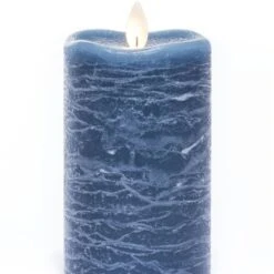 Flameless Pillar Candle - Mirage Gold - Aegean Blue - 5in X 3in