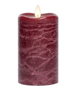 Flameless Pillar Candle - Mirage Gold - Burgundy - 5in X 3in