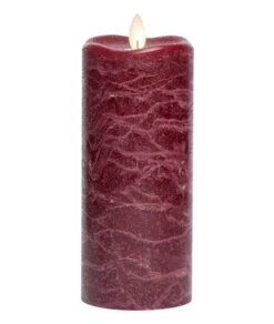 Flameless Pillar Candle - Mirage Gold - Burgundy - 7in X 3in