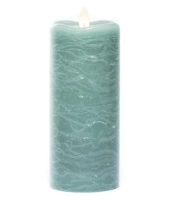 Flameless Pillar Candle - Mirage Gold - Sea Green - 7in X 3in