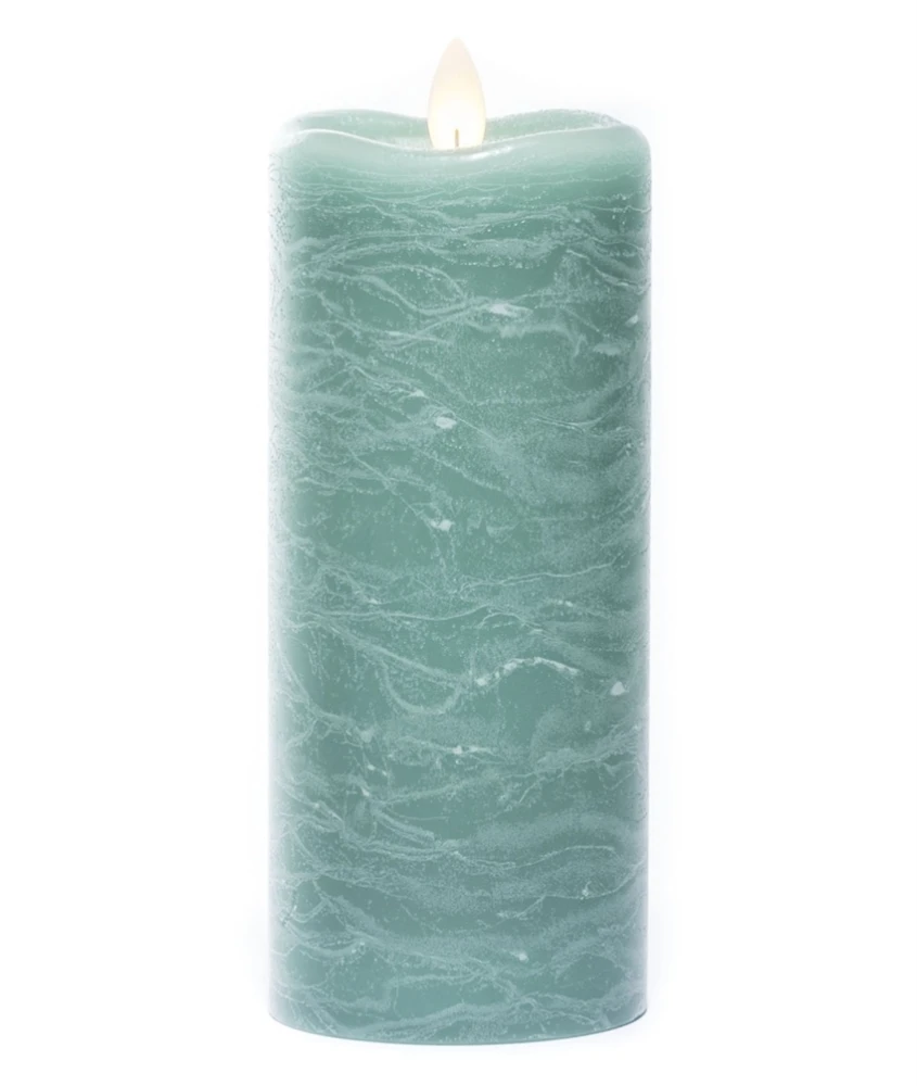 Flameless Pillar Candle - Mirage Gold - Sea Green - 7in X 3in 3 Flameless Pillar Candle - Mirage Gold - Sea Green - 7in X 3in