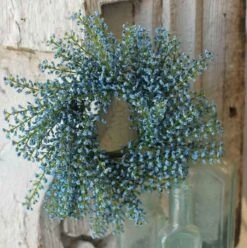 Floral Candle Ring - Bursting Astilbe Sky Blue - 3.5in