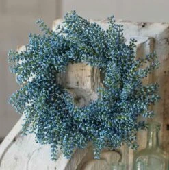 Floral Candle Ring - Bursting Astilbe Sky Blue - 6.5in