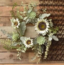 Floral Candle Ring - Sunflower Succulent - 6.5in