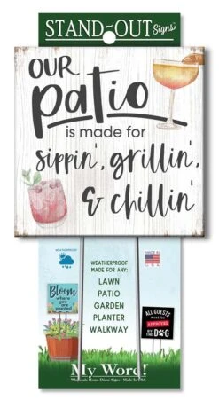 Funny Patio Sign - Sippin Grillin And Chillin - 8in
