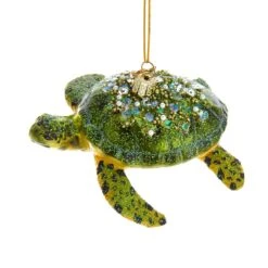 Glass Ornament - Glitter Sea Turtle - 4in