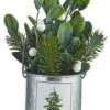 Holiday Botanicals Arrangement - White Berry Mistletoe Tin - 7.5 Inch -Christmas Store holiday botanicals arrangement white berry mistletoe tin 7 5 inch 13