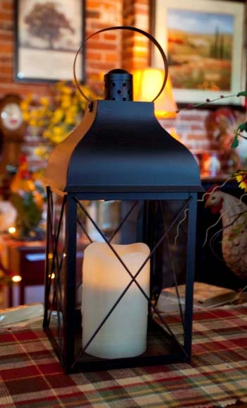 Candle Lantern Holder - Rustic Black Lantern - 16in 3 Candle Lantern Holder - Rustic Black Lantern - 16in