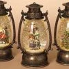 Lighted Water Lantern Snow Globe - Bronze - Carolers -Christmas Store lantern snow globe battery timer bronze carolers 9 5in 10