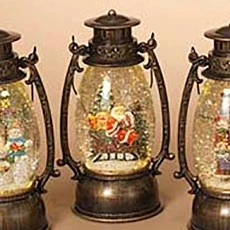 Lighted Water Lantern Snow Globe - Bronze - Santa In Sleigh