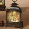 Lighted Water Lantern Snow Globe - Bronze - Snowman Family -Christmas Store lantern snow globe battery timer bronze snowman family 11in 13