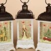 Lighted Water Lantern Snow Globe - White - Santa/Cardinals -Christmas Store lantern snow globe battery timer white santa with cardinals 10 5in 10