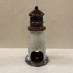Lighthouse Candle Holder - Natural/Brown - 9.5in -Christmas Store lighthouse candle holder natural brown 9 5in 19