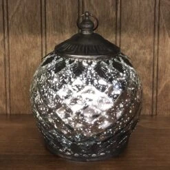 Mercury Glass Lantern - LED Silver - On/Off/Timer - 5.5in