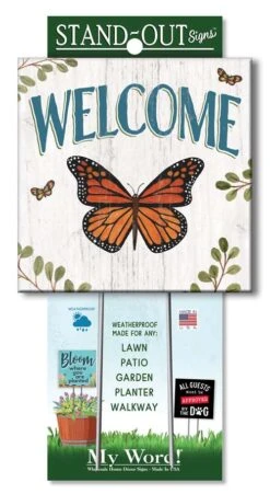 Monarch Butteryfly Sign - Welcome Sign For Yard - 8in