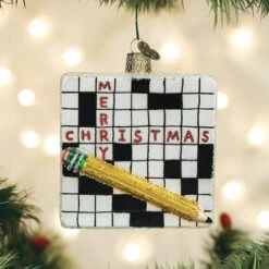 Old World Christmas Glass Ornament - Crossword Puzzle