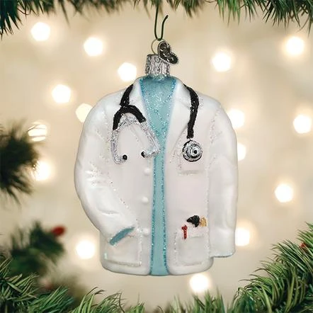 Old World Christmas Glass Ornament - Doctors Coat 3 Old World Christmas Glass Ornament - Doctors Coat