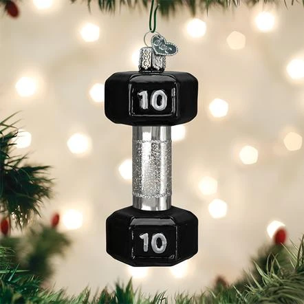 Old World Christmas Glass Ornament - Dumbbell 3 Old World Christmas Glass Ornament - Dumbbell