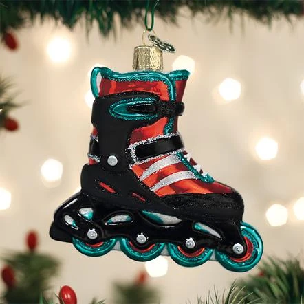 Old World Christmas Glass Ornament - Inline Skate 3 Old World Christmas Glass Ornament - Inline Skate