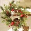 Pine Candle Ring - Jingle Pine With Red Bells - 6.5in -Christmas Store pine candle ring jingle pine with red bells and berries 6 5 inch 15