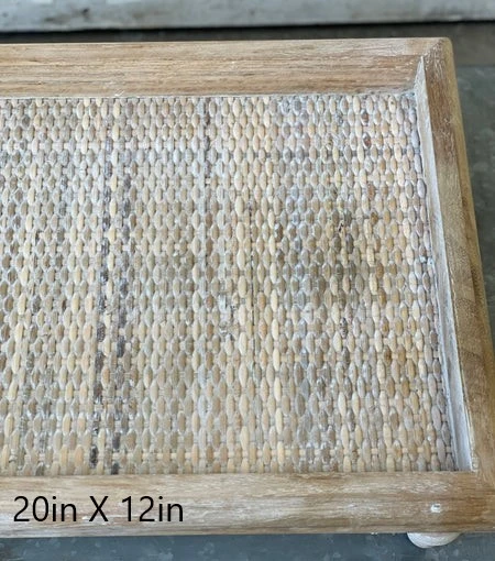 Rectangular Large Wood Tray - Turned Legs - 20in L X 12in W 3 Rectangular Large Wood Tray - Turned Legs - 20in L X 12in W