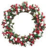 Red/White/Green Frost Candle Ring - 3.75in -Christmas Store red white green frost candle ring 3 75in 9