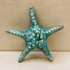 Starfish Sculpture - Glazed Stoneware - Turquoise - 8in