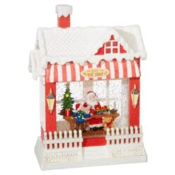 Water Lantern - Santa With Toy Shop - Battery Operated - 10in