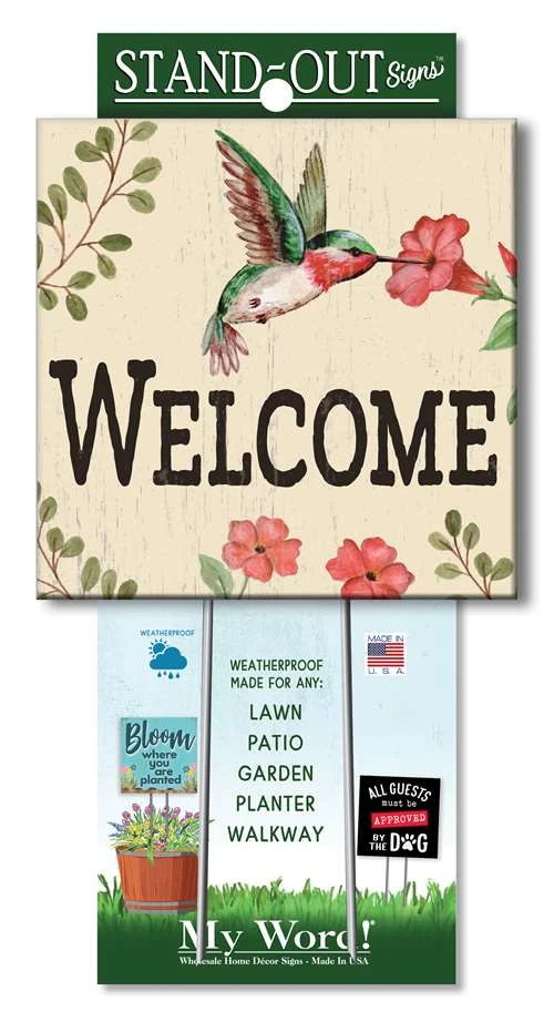 Welcome Sign For Yard - Hummingbird - 8in 3 Welcome Sign For Yard - Hummingbird - 8in