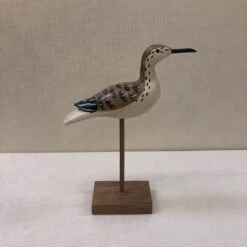 Wooden Bird Figurine - Brown Winged Shore Bird - 7in
